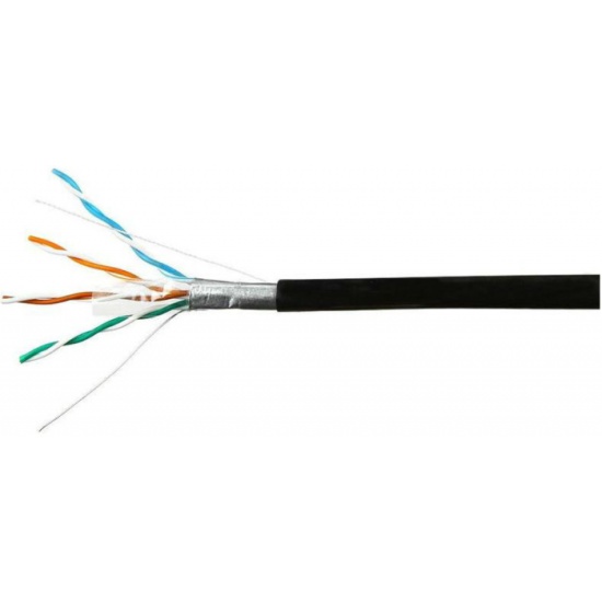 Кабель QTECH F/UTP, 4 пары, Кат. 5е, медь, внешний, черный, PE, 305 м