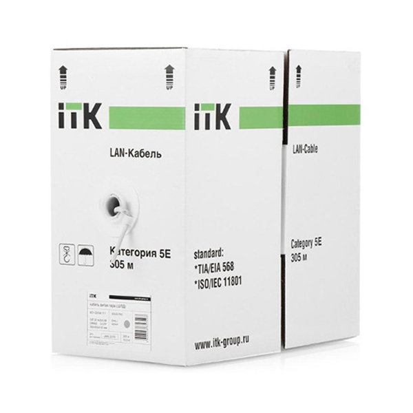 Кабель ITK U/UTP 4 пары, 24AWG, кат.5E, LSZH, внутренний, зеленый, 305м