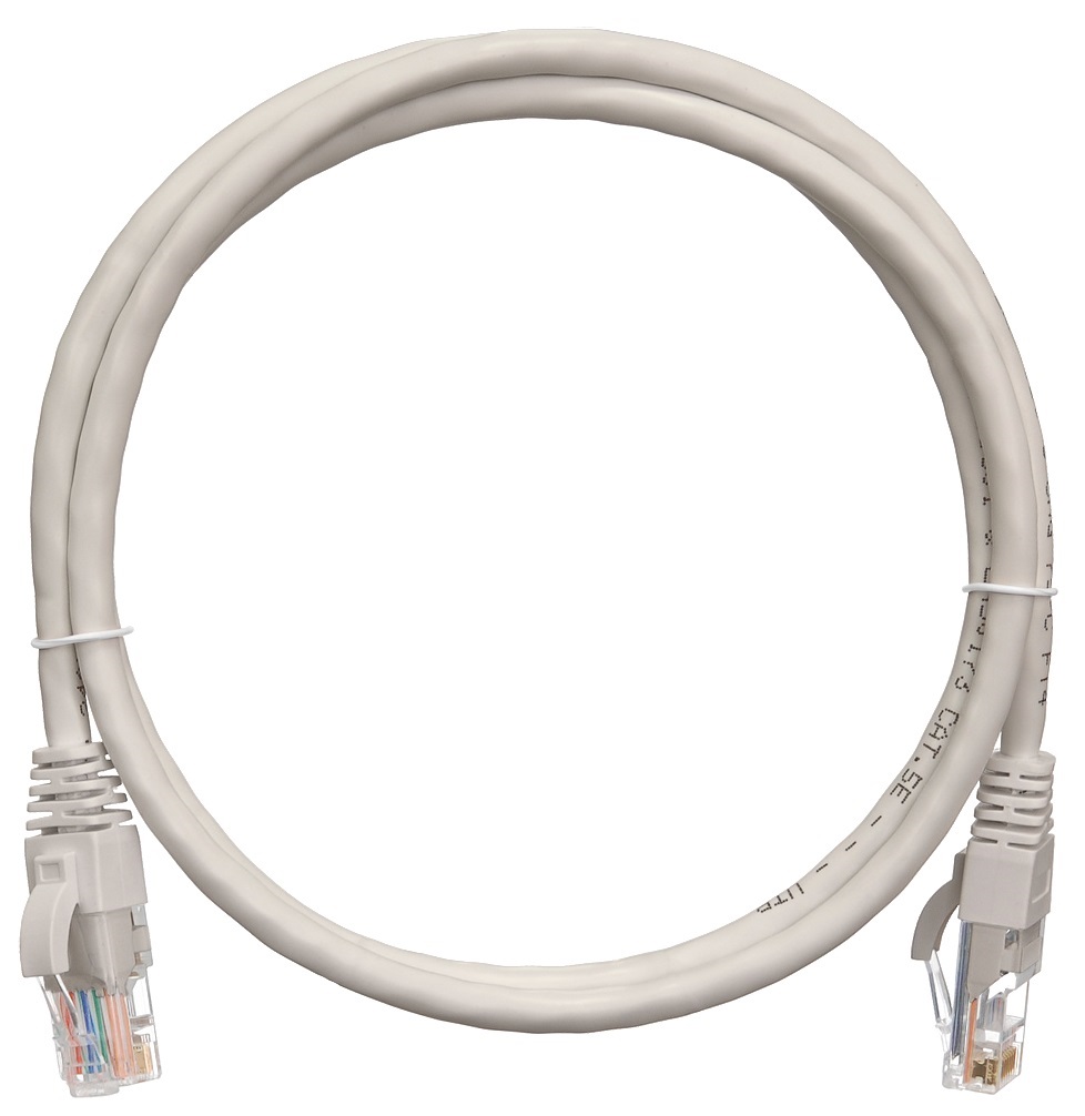 Коммутационный шнур NETLAN U/UTP 4 пары, Кат.5е, BC (чистая медь), LSZH нг(B)-HF, серый, 1м