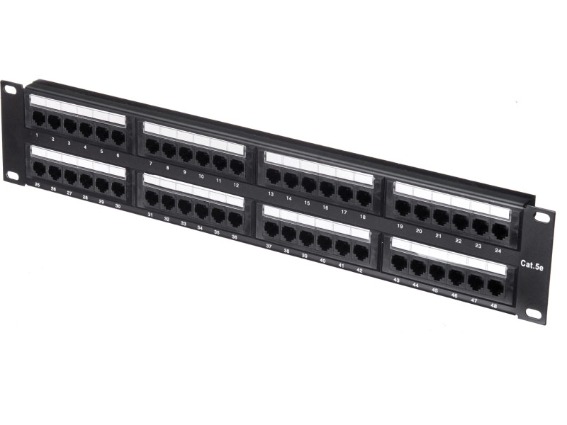 Патч-панель UTP, 19", 48 портов RJ45, cat.5е, 2U, Dual Type, "L"