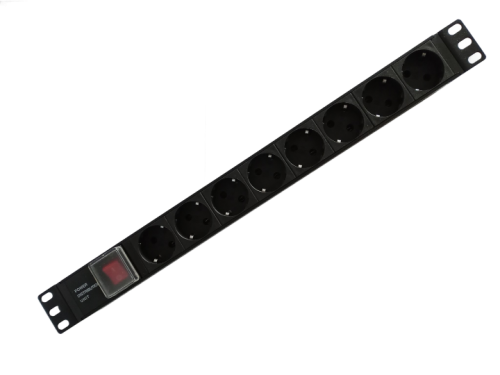Блок электрических розеток Smartlan 19", 8 позиций Schuko с выключателем, без шнура