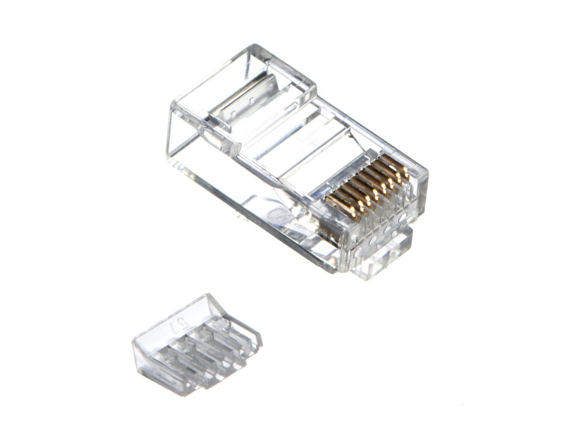 Коннектор RJ45 (8p8c) cat.6, со вставкой, для одножильного и многожильного кабеля (нож с 3-мя зубцам