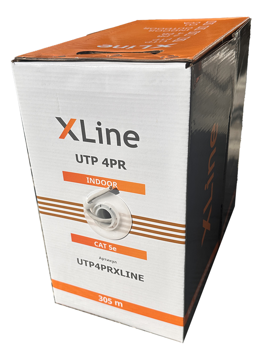 Кабель X-Line UTP 4 пары, Кат.5e, внутренний, серый, 305м