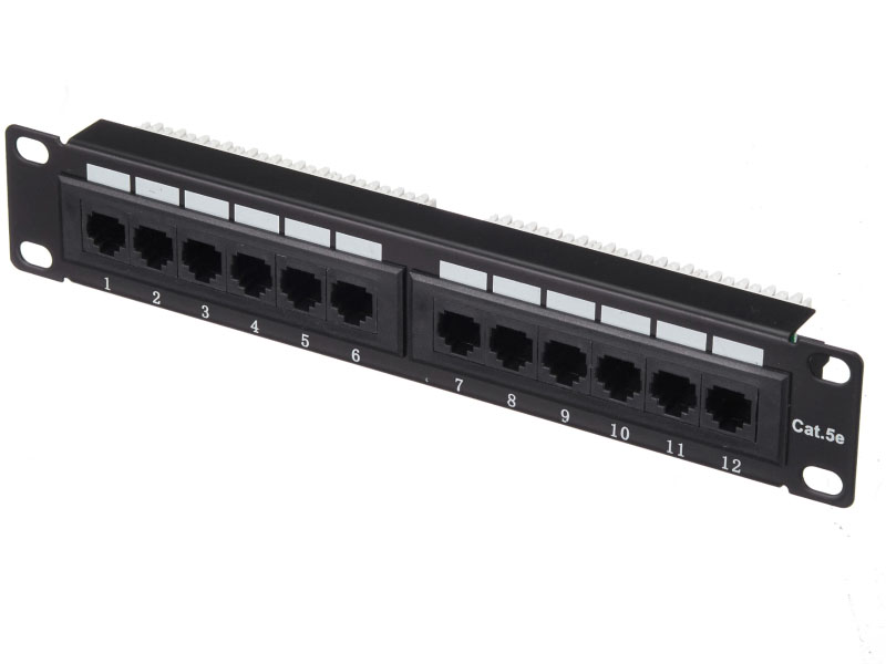 Патч-панель UTP, 10", 12 портов RJ45, cat.5е, 1U, 110