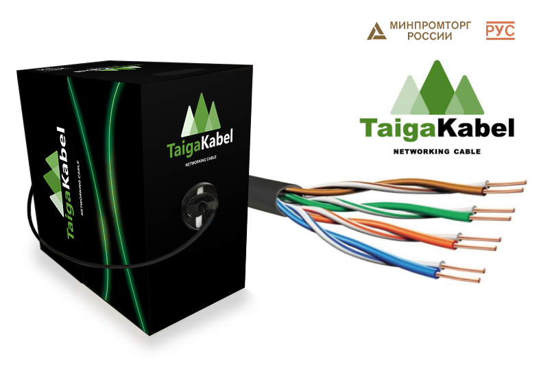 Кабель TaigaKabel U/UTP cat 5e PE 4*2*0.50 Cu Solid OUTDOOR чёрный (305м)