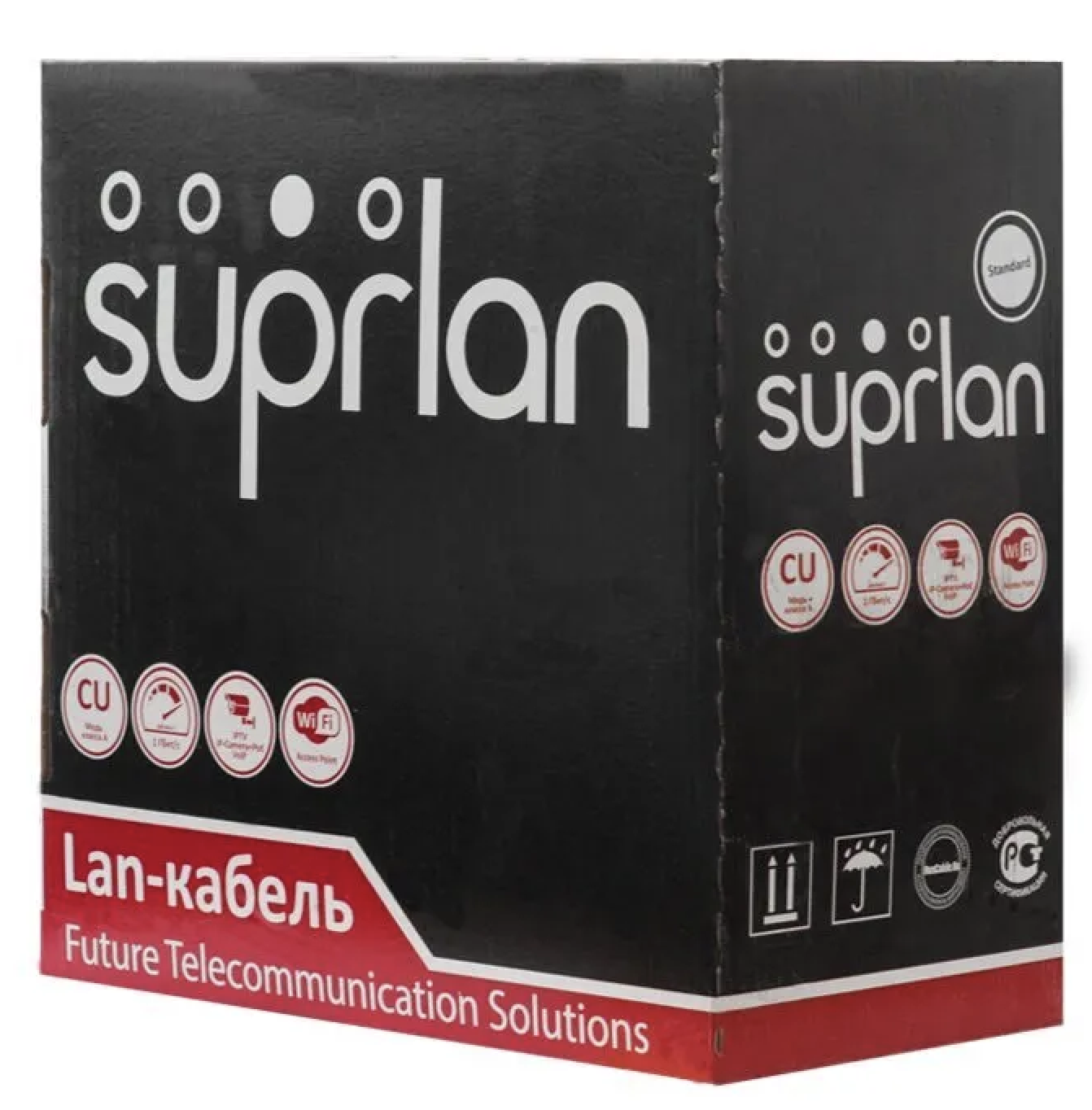 Кабель SUPRLAN Standard UTP 4 пары, Кат.5e, внешний, черный,трос, 305м