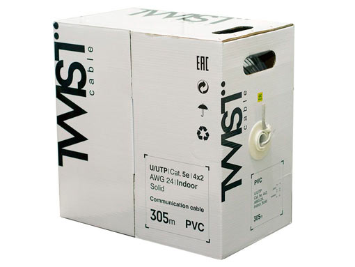 Кабель TWIST UTP 4 пары, Cat.5e, внутренний, 305м
