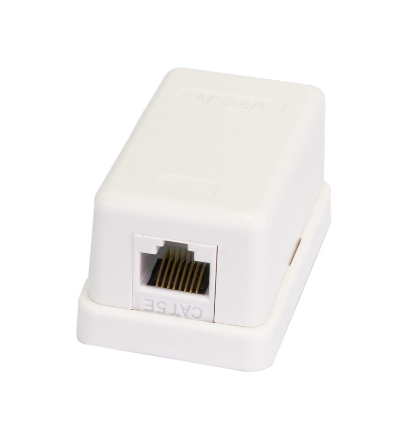 Розетка NETLAN, 1 порт, Кат.5e (Класс D), 100МГц, RJ45/8P8C, 110, T568A/B, неэкран.